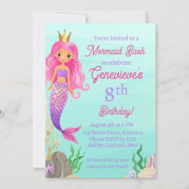 Invitación Fiesta de Cumpleaños de la Sirenita bajo el mar