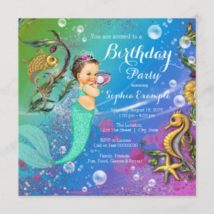 Invitación Fiesta de Cumpleaños de la Sirenita bajo el mar