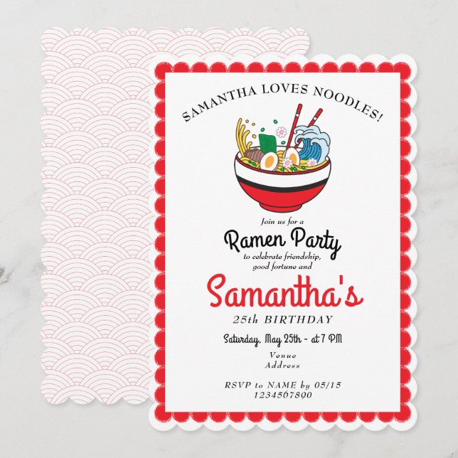 Invitación Fiesta de cumpleaños de la sopa de miso japonesa r (Anverso / Reverso)