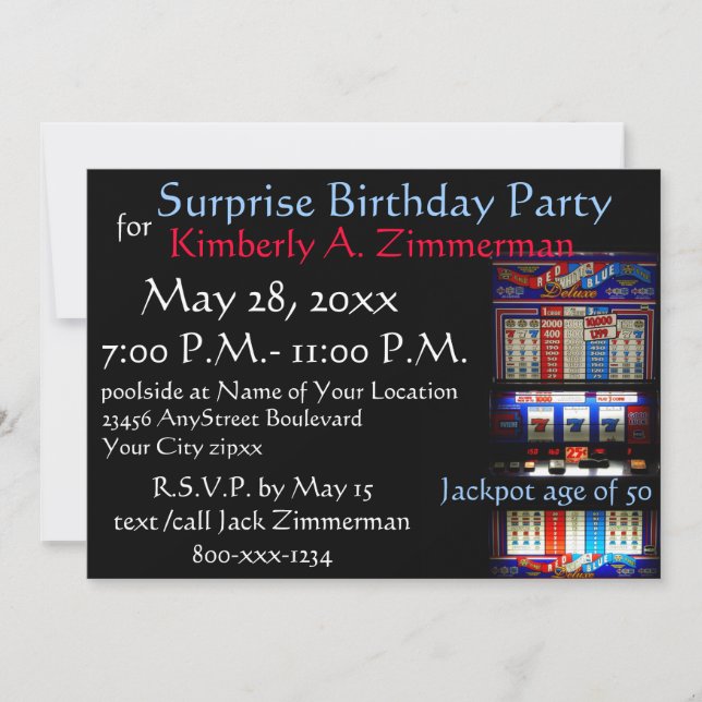 Invitación Fiesta de cumpleaños de la sorpresa de la máquina (Anverso)