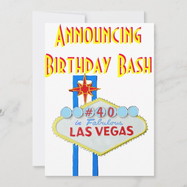 Invitación Fiesta de cumpleaños de la sorpresa de Las Vegas (Anverso)