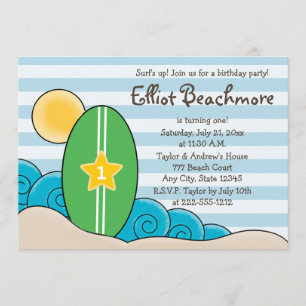 Invitación Fiesta de cumpleaños de la tabla hawaiana para los