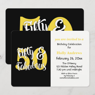 Invitación Fiesta de cumpleaños de la tipografía amarilla de 