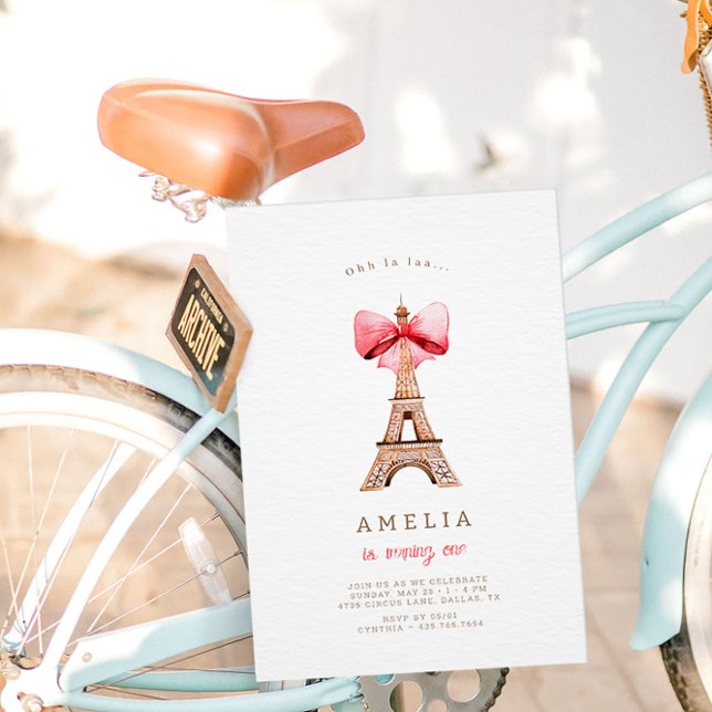 Invitación Fiesta de cumpleaños de la Torre Eiffel de París (Subido por el creador)