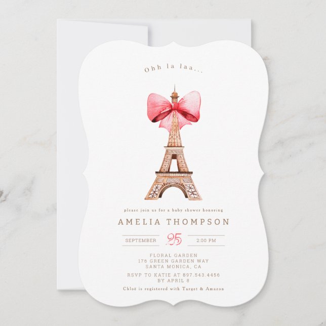 Invitación Fiesta de cumpleaños de la Torre Eiffel de París (Anverso)