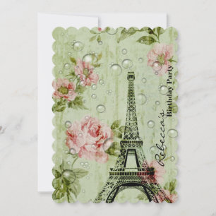 Invitación fiesta de cumpleaños de la torre eiffel tower pari