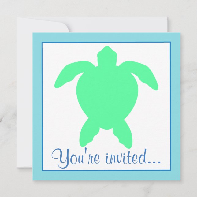 Invitación Fiesta de cumpleaños de la tortuga de mar (Anverso)