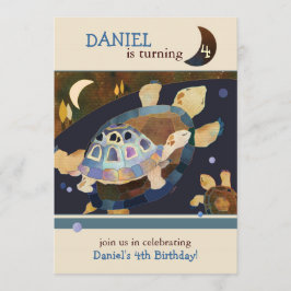 Invitación Fiesta de cumpleaños de la tortuga para los niños