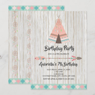 Invitación Fiesta de cumpleaños de la tribu Rustic Boho