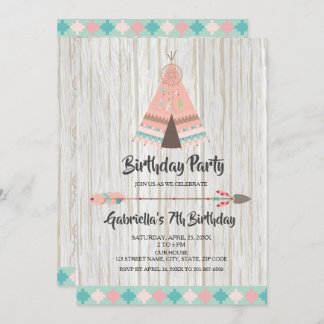 Invitación Fiesta de cumpleaños de la tribu Rustic Boho
