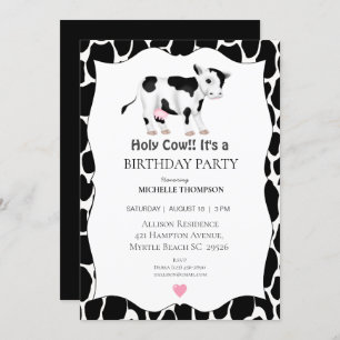 Invitación Fiesta de cumpleaños de la vaca sagrada para niños