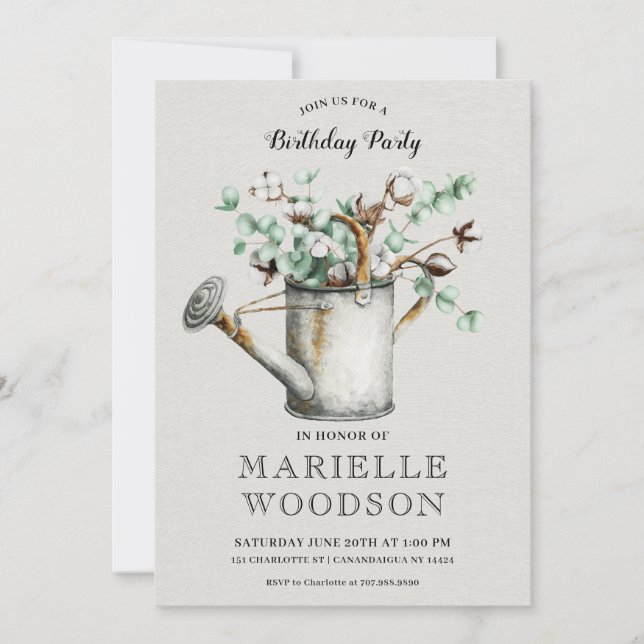 Invitación Fiesta de cumpleaños de la vegetación botánica rus (Anverso)