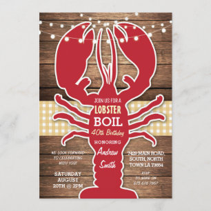 Invitación Fiesta de Cumpleaños de Langosta a la Parrilla BBQ