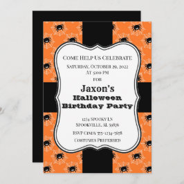 Invitación Fiesta de cumpleaños de las arañas de Halloween
