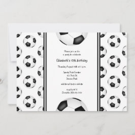 Invitación Fiesta de cumpleaños de las bolas de fútbol blanca