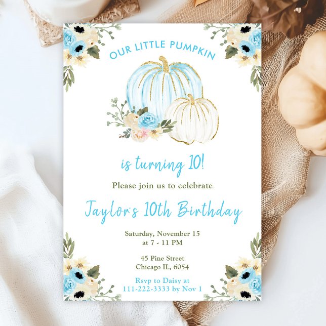 Invitación Fiesta de cumpleaños de las calabazas azules y bla (Subido por el creador)
