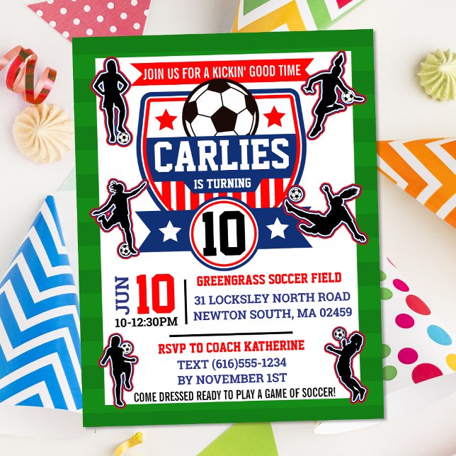 Invitación Fiesta de cumpleaños de las chicas de fútbol de ca (Subido por el creador)