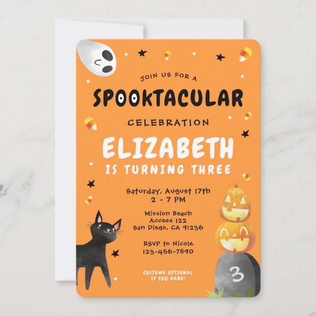 Invitación Fiesta de cumpleaños de las chicas de la calabaza  (Anverso)