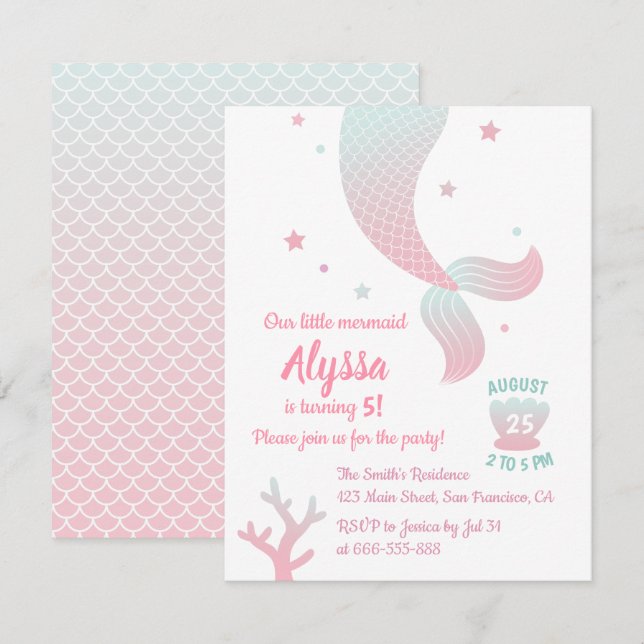 Invitación Fiesta de cumpleaños de las chicas de moda de Ombr (Anverso / Reverso)