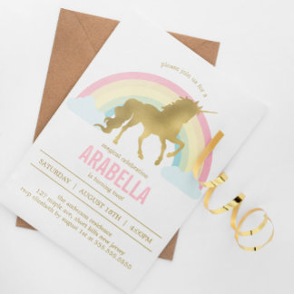 Invitación Fiesta de cumpleaños de las chicas de Unicornio de
