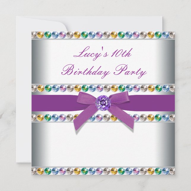 Invitación Fiesta de Cumpleaños de las Chicas del Arcoíris Pú (Anverso)