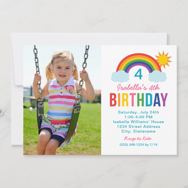 Invitación Fiesta de cumpleaños de las chicas del Rainbow Sky (Anverso)