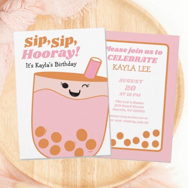 Invitación Fiesta de cumpleaños de las chicas del té de burbu (Subido por el creador)