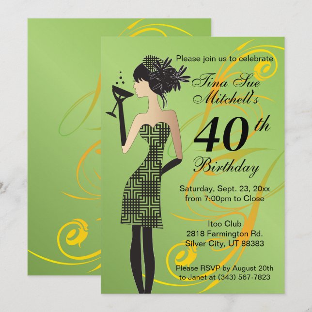 Invitación Fiesta de Cumpleaños de las Chicas | Edad DIY (Anverso / Reverso)