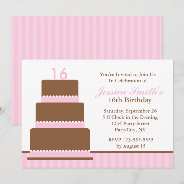 Invitación Fiesta de cumpleaños de las chicas Girly Pink (Anverso / Reverso)