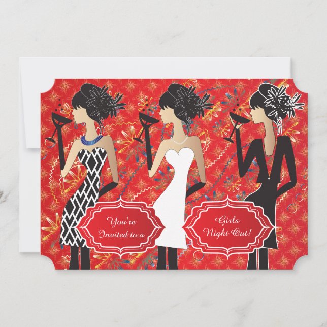 Invitación Fiesta de Cumpleaños de las Chicas personalizados (Anverso)