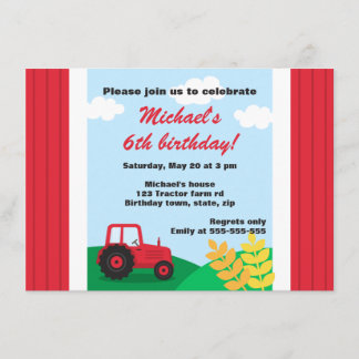 Invitación Fiesta de cumpleaños de las colinas del tractor de
