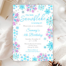 Fiesta de cumpleaños de las copas de nieve moradas