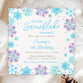 Invitación Fiesta de cumpleaños de las copas de nieve moradas