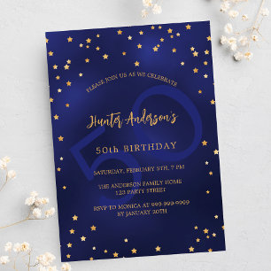 Invitación Fiesta de cumpleaños de las estrellas del oro azul