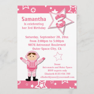 Invitación Fiesta de cumpleaños de las estrellas del rosa del