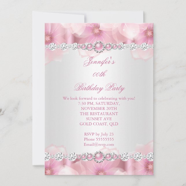 Invitación Fiesta de cumpleaños de las flores blancas de la p (Anverso)