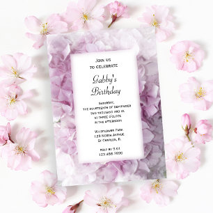 Invitación Fiesta de cumpleaños de las flores de Hydrangea ro