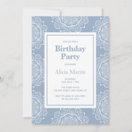 Invitación Fiesta de cumpleaños de las flores de Mandala azul