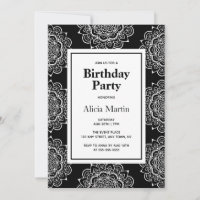 Fiesta de cumpleaños de las flores de Mandala blan
