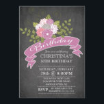 Invitación Fiesta de cumpleaños de las flores púrpuras Chalkb<br><div class="desc">Comience bien su moderna fiesta de cumpleaños con nuestra invitación a la fiesta de las flores moradas de bonito con flores contemporáneas moradas, rosas y blancas rodeadas de hojas verdes de helecho con una moderna pancarta colocada en un ambiente moderno y popular. Flama nuestra fiesta de cumpleaños para los adultos...</div>