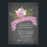 Invitación Fiesta de cumpleaños de las flores púrpuras Chalkb<br><div class="desc">Comience bien su moderna fiesta de cumpleaños con nuestra invitación a la fiesta de las flores moradas de bonito con flores contemporáneas moradas, rosas y blancas rodeadas de hojas verdes de helecho con una moderna pancarta colocada en un ambiente moderno y popular. Flama nuestra fiesta de cumpleaños para los adultos...</div>