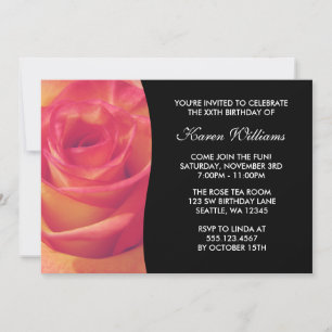 Invitación Fiesta de cumpleaños de las flores rosas
