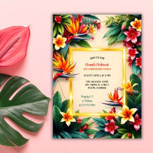 Invitación Fiesta de cumpleaños de las flores tropicales hawa