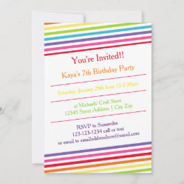 Invitación Fiesta de cumpleaños de las franjas arcoiris - Inv