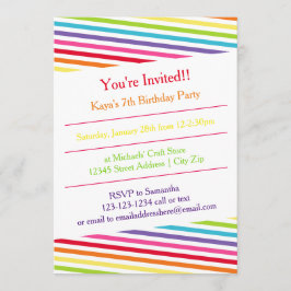 Invitación Fiesta de cumpleaños de las franjas arcoiris - Inv