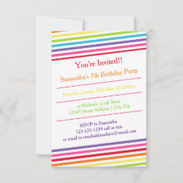 Invitación Fiesta de cumpleaños de las franjas arcoiris - Inv