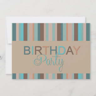 Invitación Fiesta de cumpleaños de las franjas azules oceánic