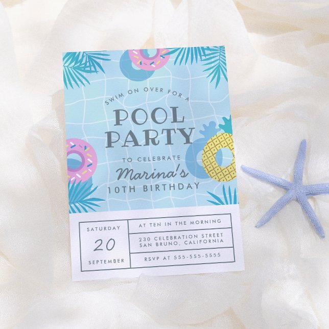 Invitación Fiesta de cumpleaños de las hojas de palmera y la  (Subido por el creador)