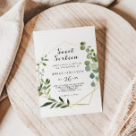 Invitación Fiesta de Cumpleaños de las Hojas Verdes Tropicale<br><div class="desc">Esta verde tropical deja la dulce invitación de dieciséis años de fiesta es perfecta para una familia simple y amigos se reúnen 16 años de celebración. El diseño está decorado con hermosas hojas verdes pintadas a mano,  adornando un marco geométrico dorado.</div>