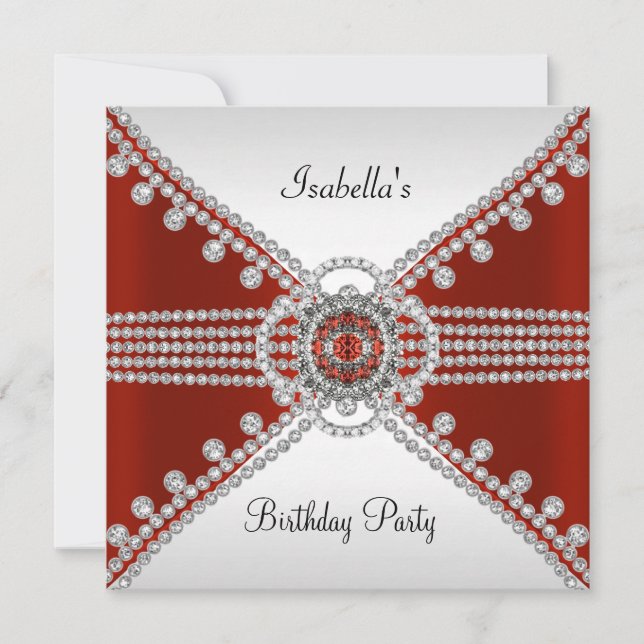 Invitación Fiesta de cumpleaños de las joyas de los diamantes (Anverso)